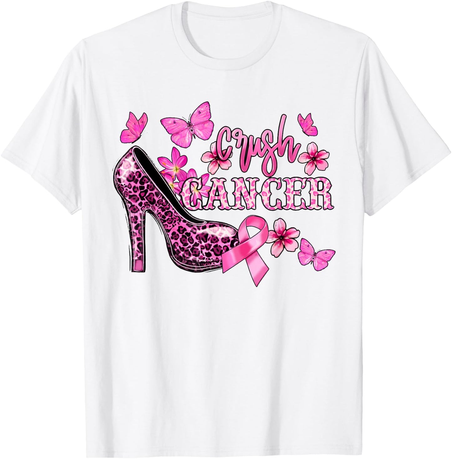 Crush Breast Cancer Awareness High Heels Pink Ribbon T-Shirt - T-Shirt | White