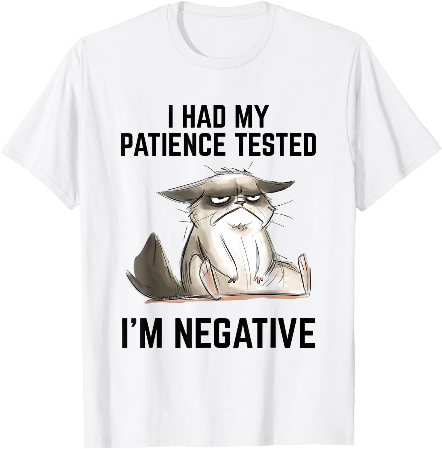 I Had My Patience Tested I'm Negative Cat Funny Vintage T-Shirt - T-Shirt | White