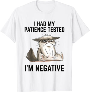 I Had My Patience Tested I'm Negative Cat Funny Vintage T-Shirt - T-Shirt | White