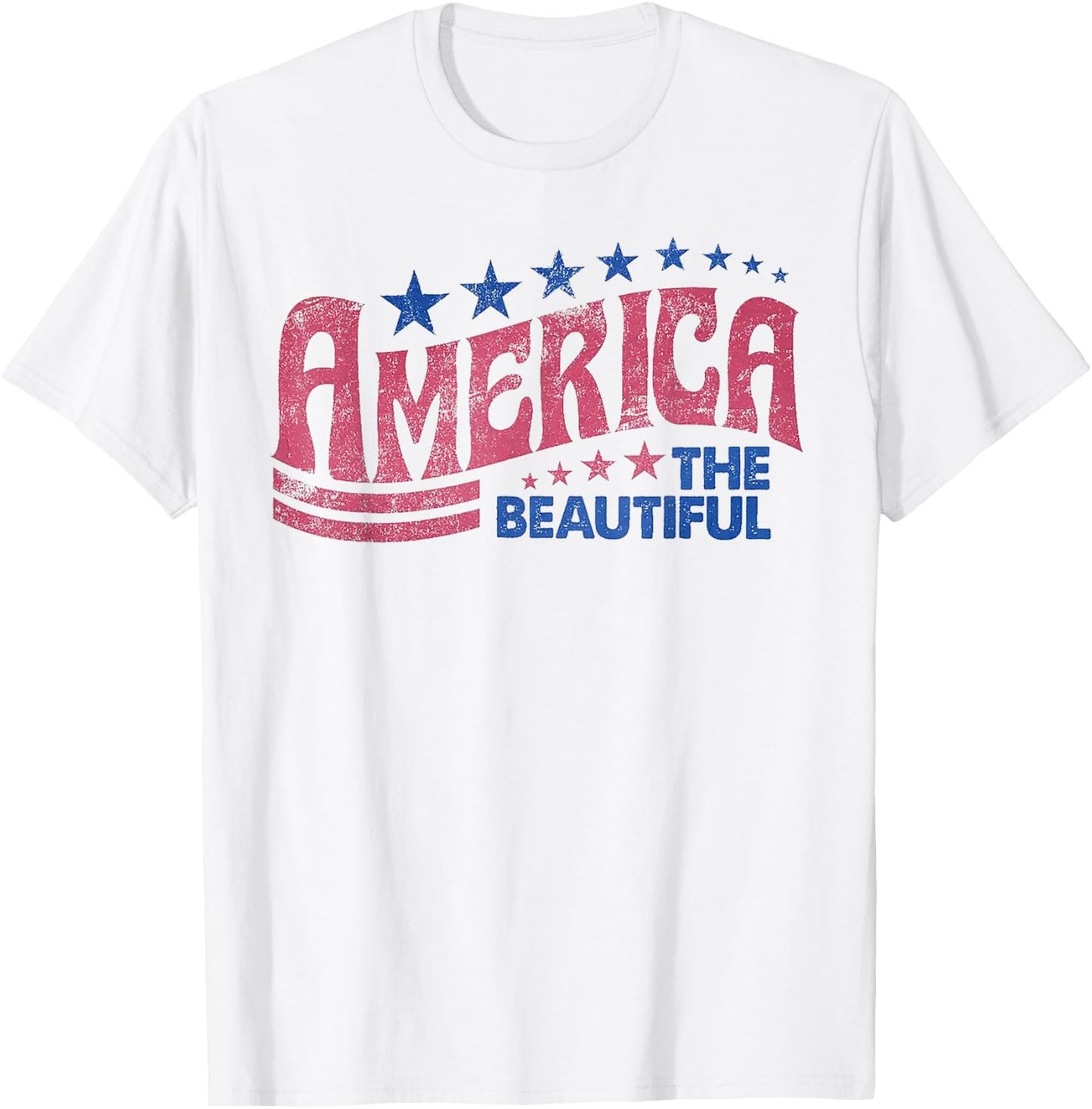 Funny America The Beautiful Shirt - Women's Blue Modern Short Sleeve - Small T-Shirt - T-Shirt | White
