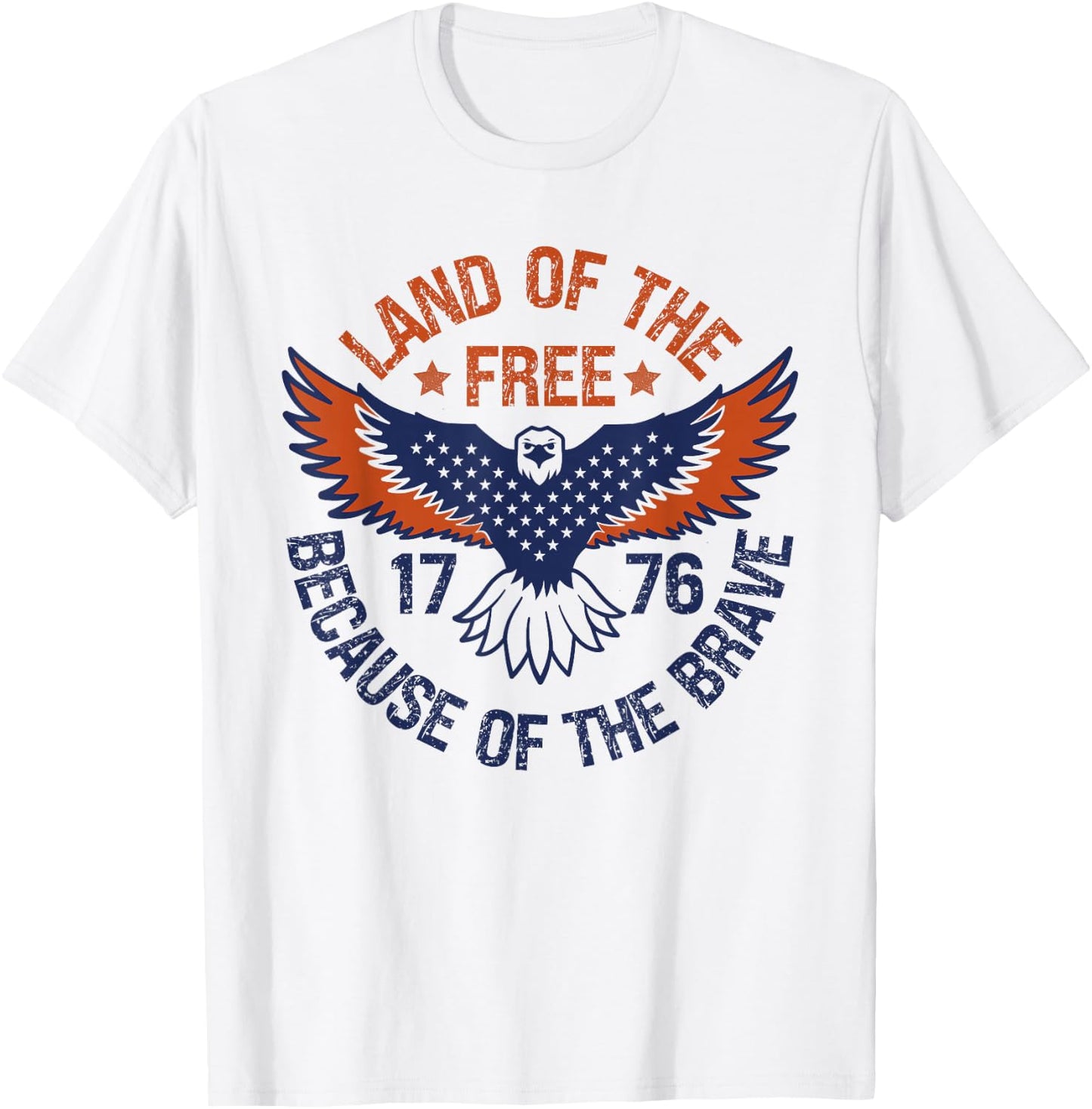 Land of the Free Because of the Brave USA Eagle 4th July T-Shirt - T-Shirt | White