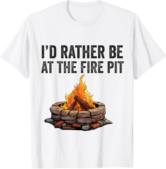Fire Pit Bonfire Campfire Lover Men Camping Lover T-Shirt - T-Shirt | White