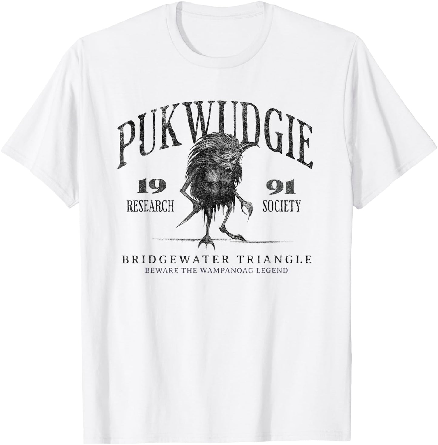 Awesome Cryptid Pukwudgie Research Society Est 1991 Bridgewater Triangle -Adults Grey T-Shirt - T-Shirt | White