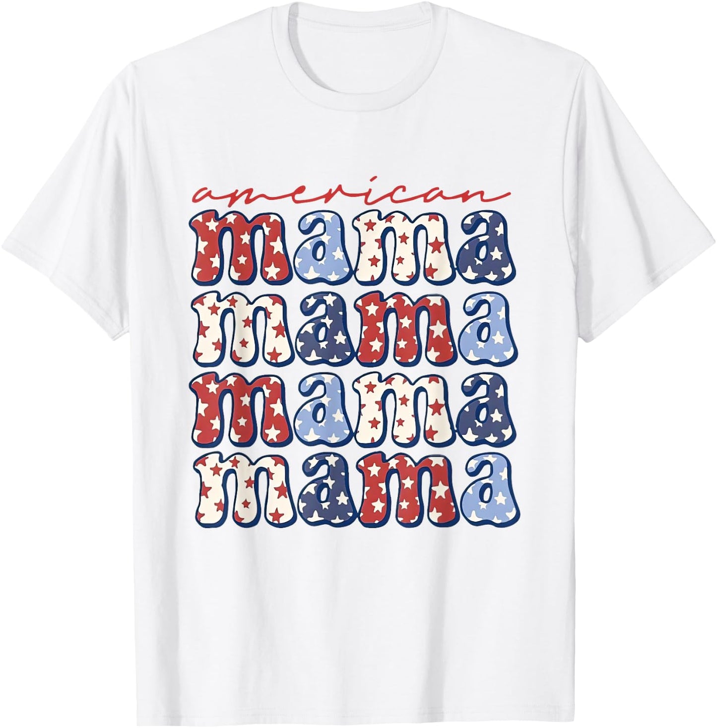Retro Groovy American Mama 4th Of July Patriotic Mom Women T-Shirt - T-Shirt | White