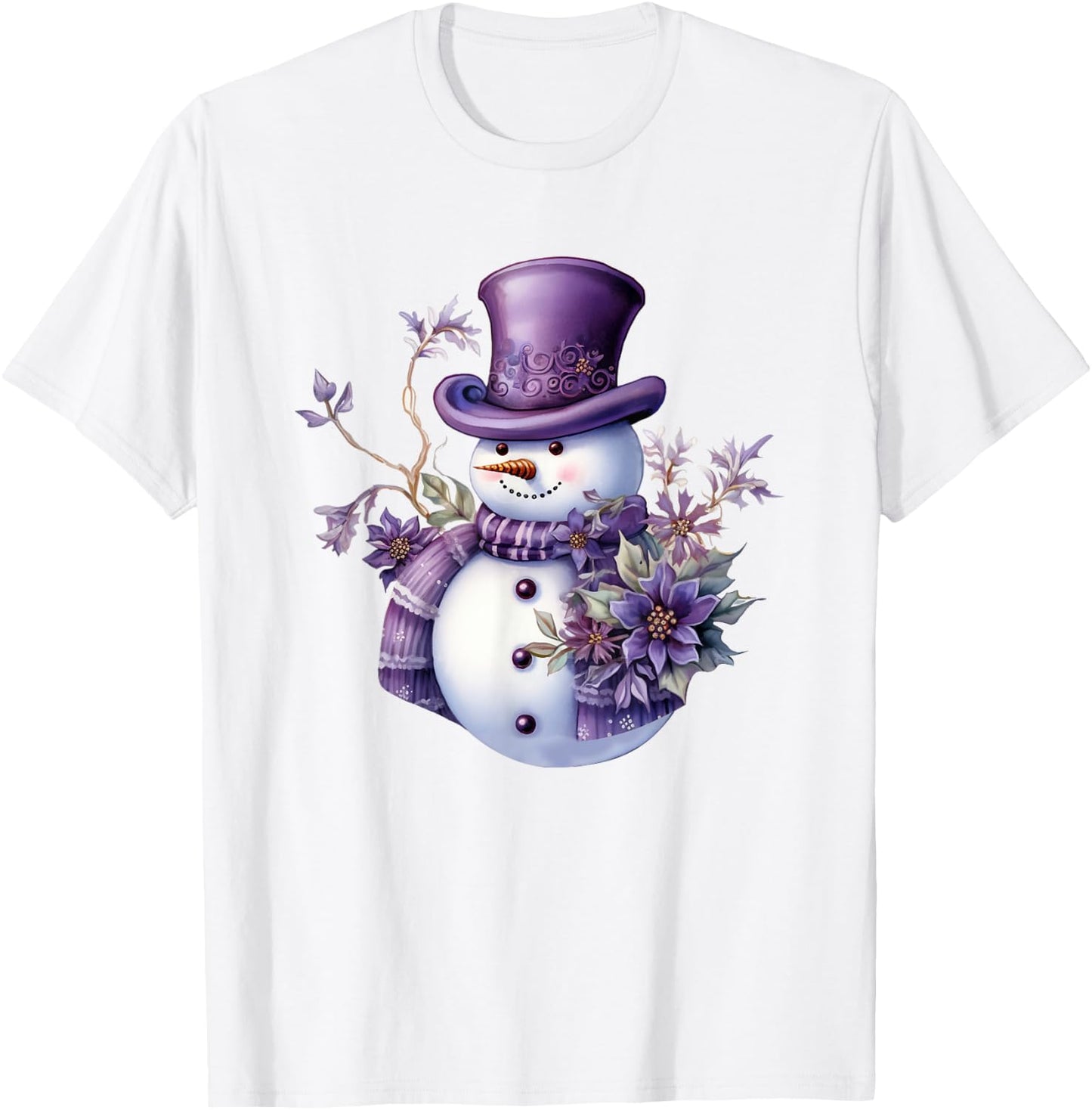 Purple Snowman Funny Cute Snowman Merry Christmas Men Women T-Shirt - T-Shirt | White