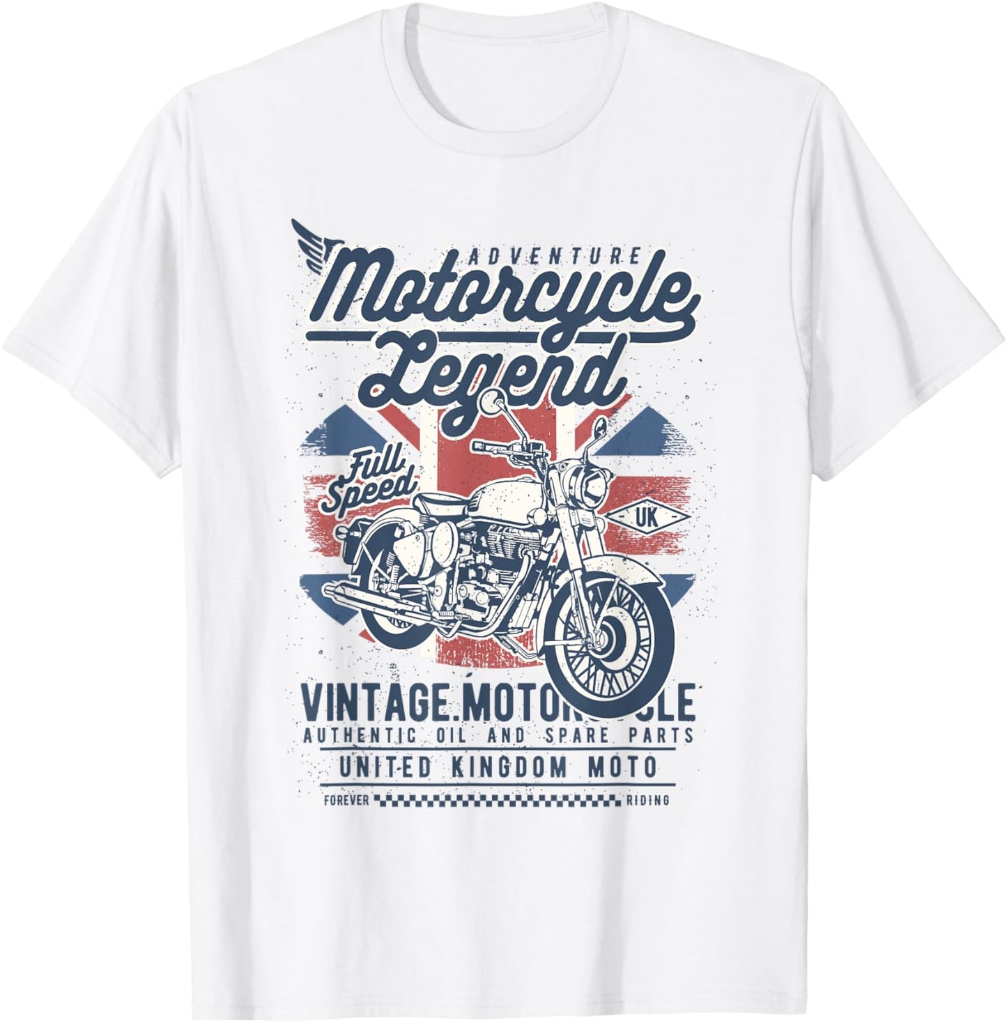 Retro British UK Vintage Style Motorcycle Adventure Design T-Shirt - T-Shirt | White