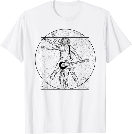 Leonardo Da Vinci Vitruvan Rock Music Festival T-Shirt - T-Shirt | White