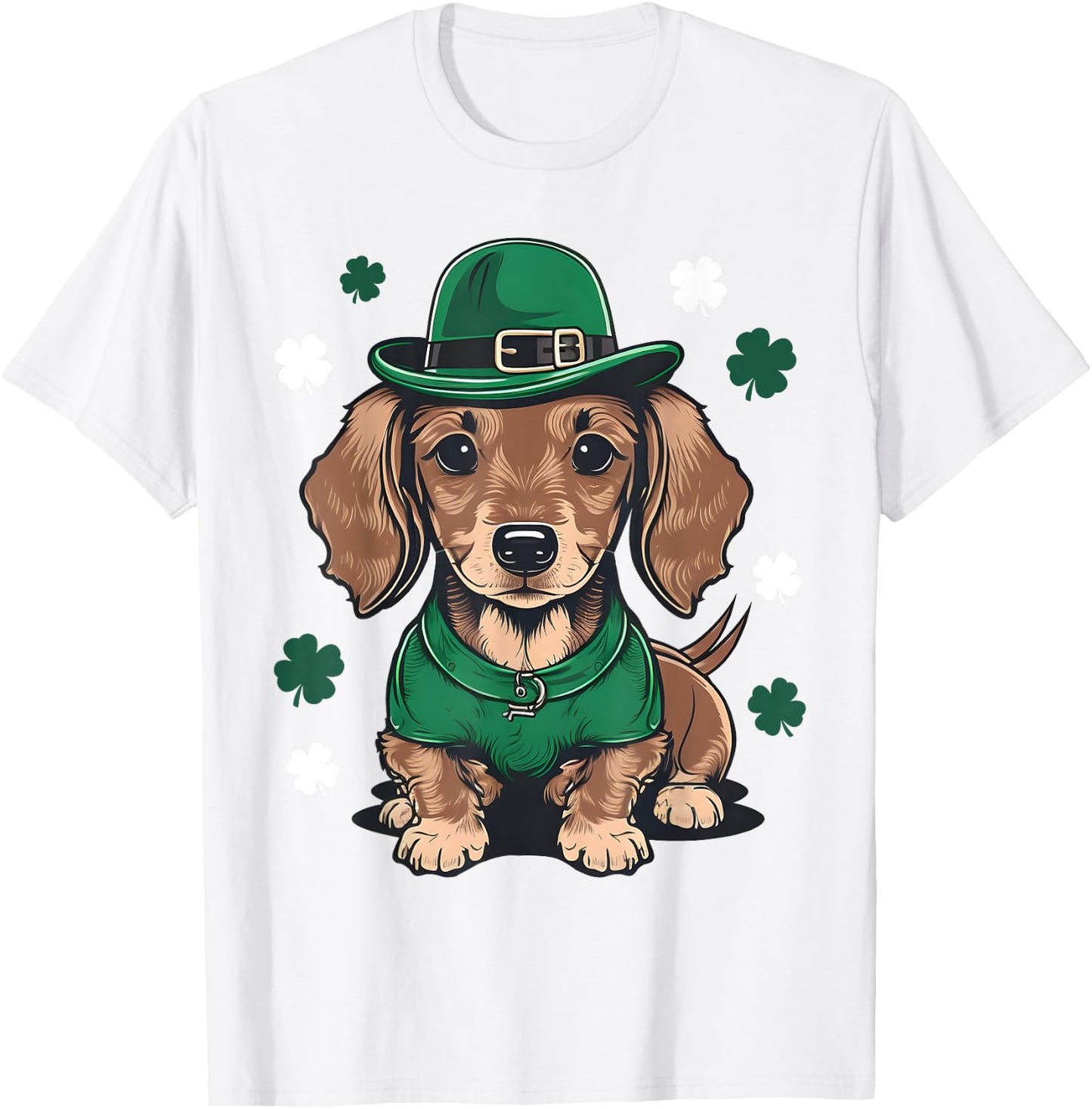 St Patricks Day Dachshund Weiner Dog Shamrock T-Shirt - T-Shirt | White