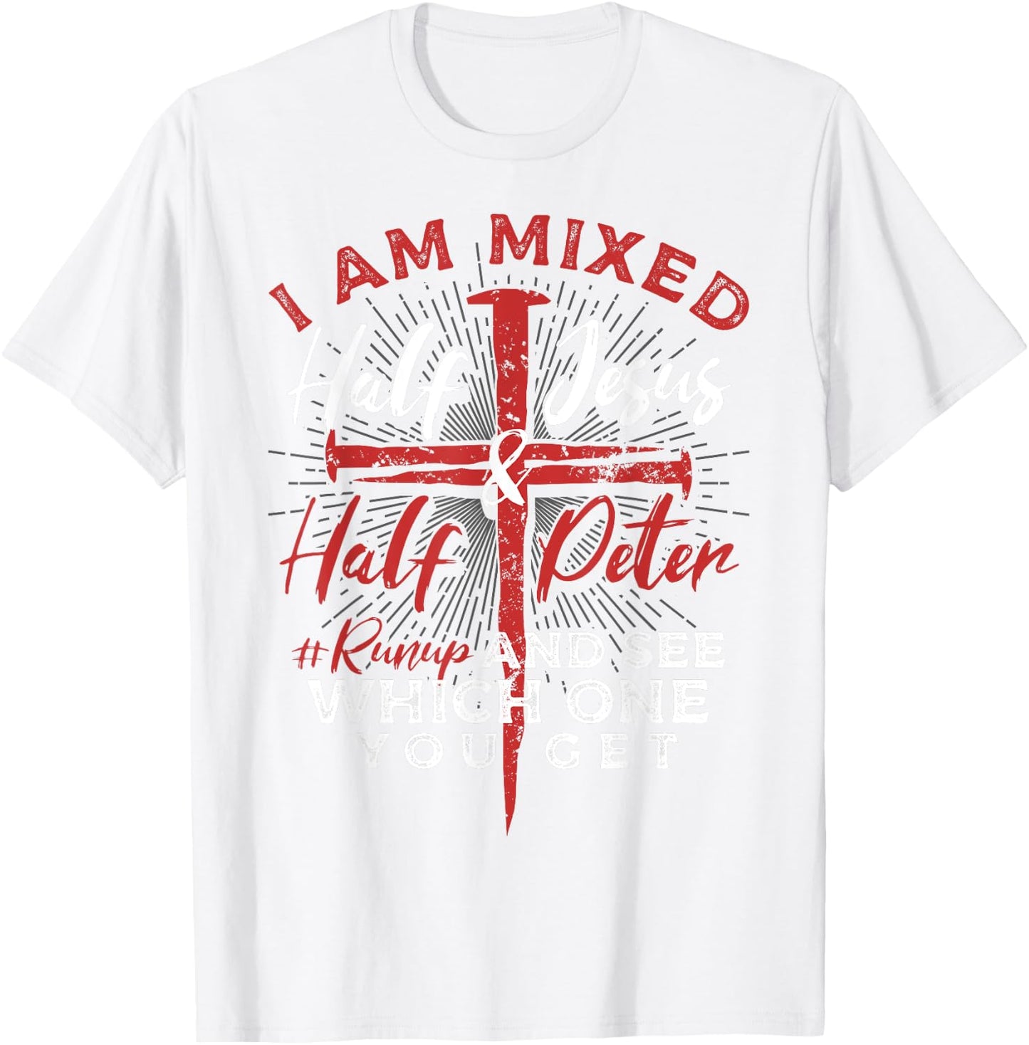 Mixed Half Jesus and Half Peter a Christians T-Shirt - T-Shirt | White