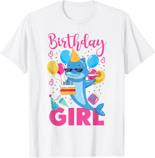 Dolphin Birthday Birthday Girl T-Shirt - T-Shirt | White