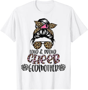 Loud And Proud Cheer Godmother Leopard Mother's Day T-Shirt - T-Shirt | White