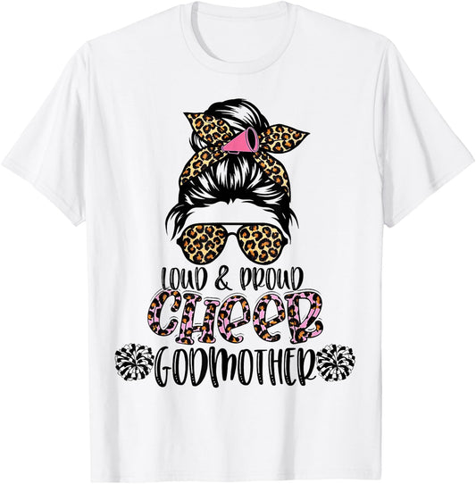 Loud And Proud Cheer Godmother Leopard Mother's Day T-Shirt - T-Shirt | White