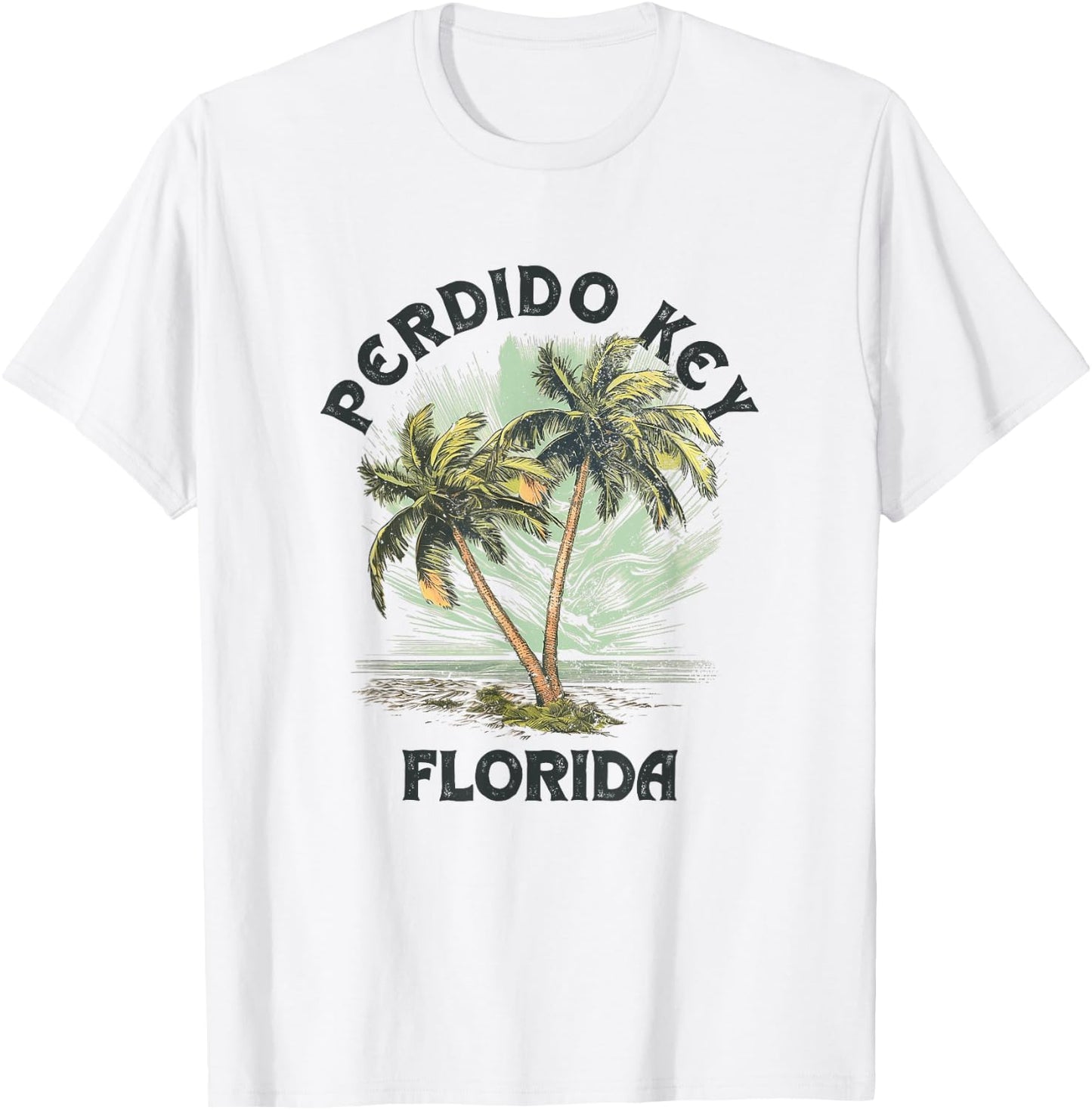 Perdido Key Florida Palms Vintage Beach Women T-Shirt - T-Shirt | White
