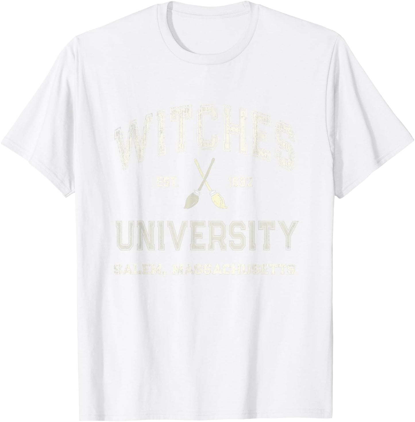 Funny WITCHES UNIVERSITY Salem Witch Broom Company 1692 T-Shirt - T-Shirt | White