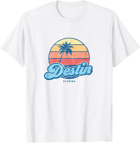 Vintage Destin Florida FL Classic 70s Retro Surfer T-Shirt - T-Shirt | White
