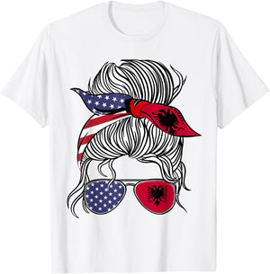 American Albanian Patriot Flag Women Girl Albania Grown T-Shirt - T-Shirt | White