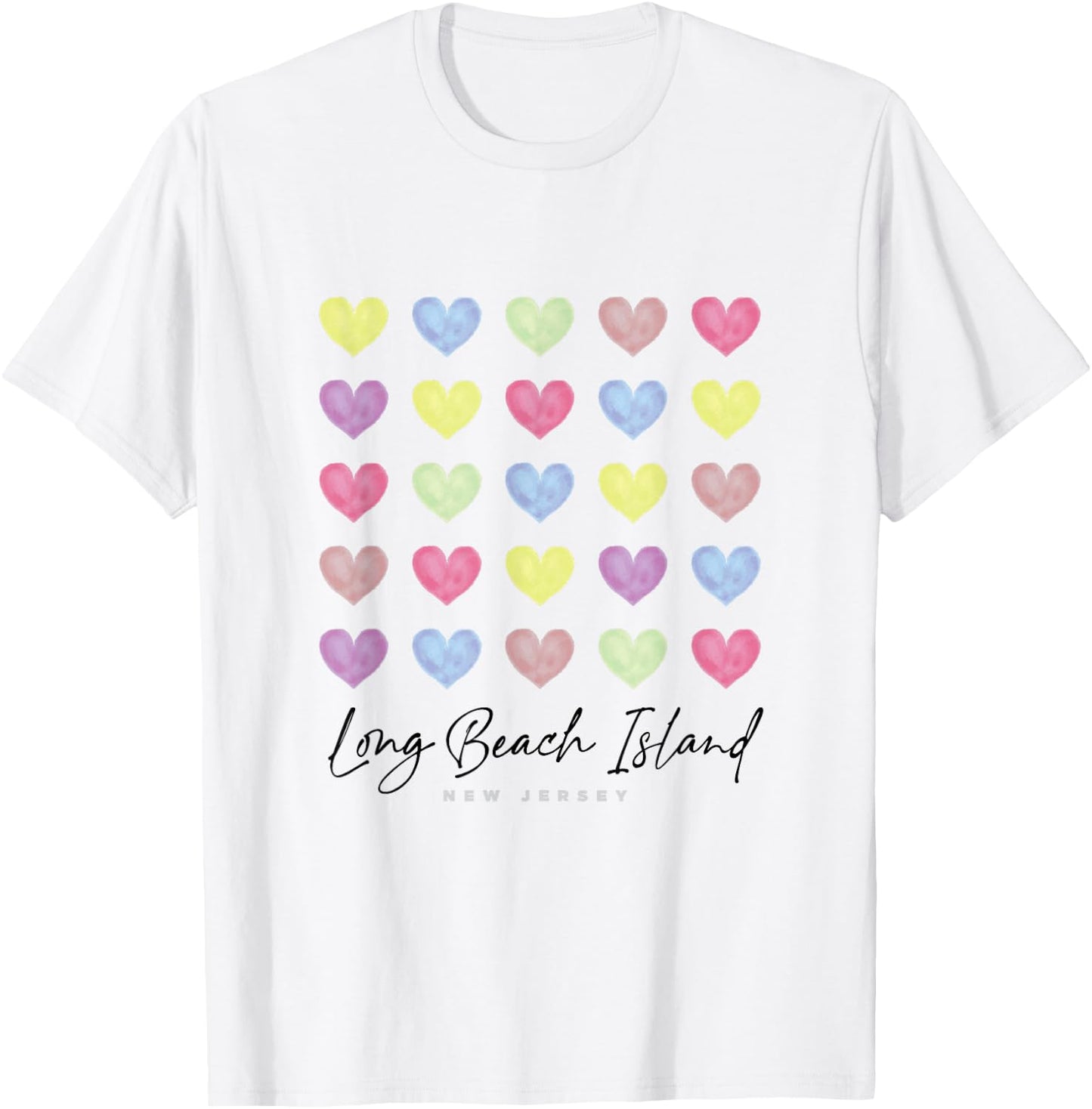Long Beach Island LBI New Jersey NJ Hearts Graphic T-Shirt - T-Shirt | White