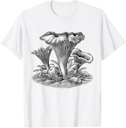 Chanterelle Edible Mushrooms Fungi Cottagecore Vintage T-Shirt - T-Shirt | White