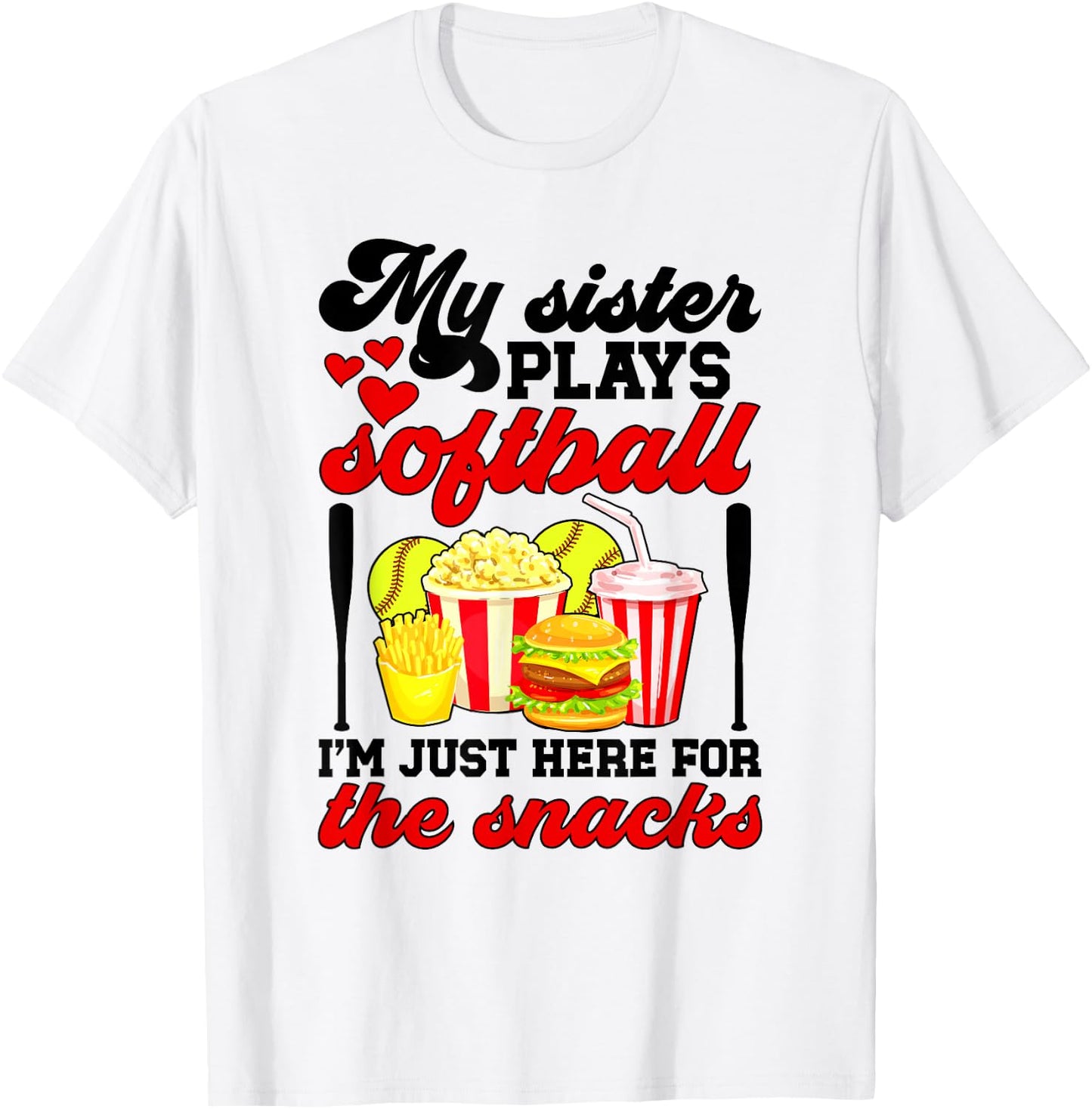 My Sister Plays Softball Sister Of A Softball Player Sister T-Shirt - T-Shirt | White