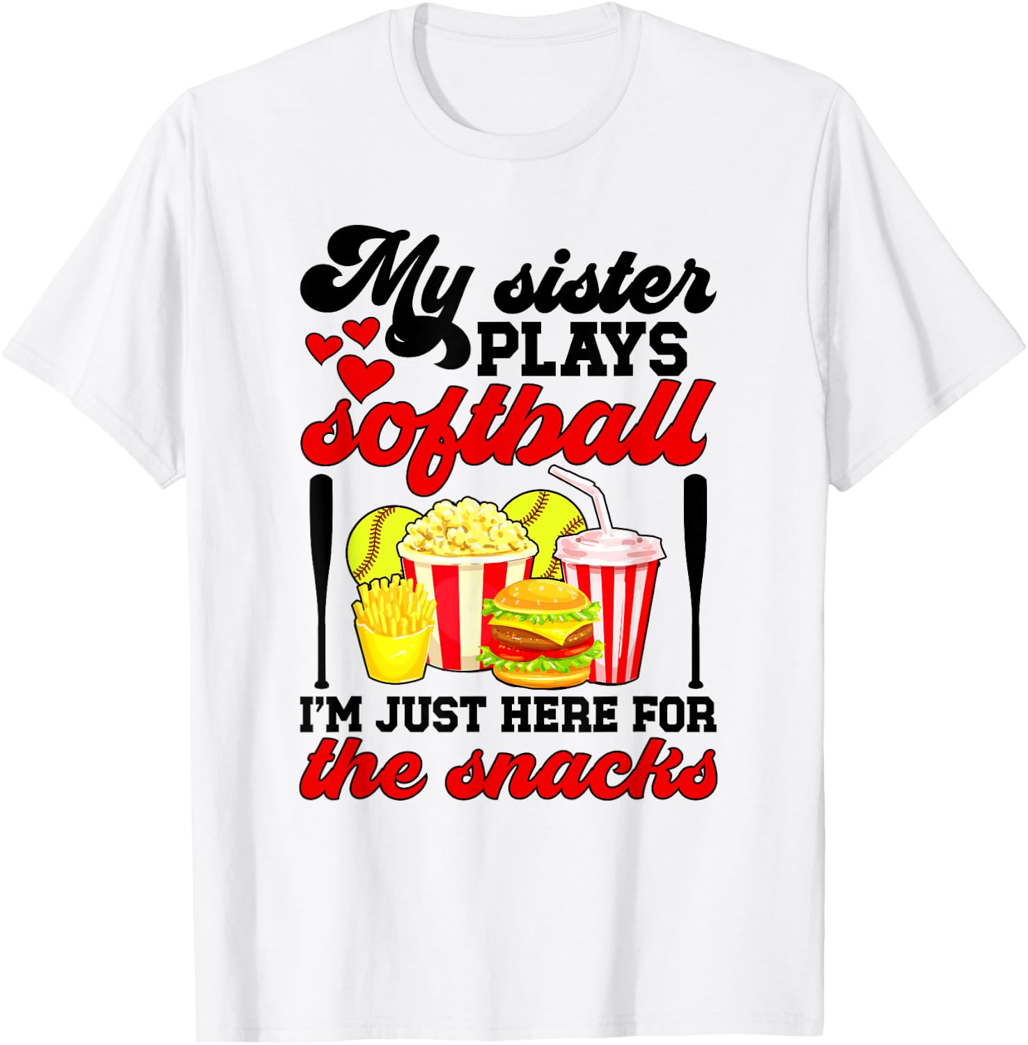 My Sister Plays Softball Sister Of A Softball Player Sister T-Shirt - T-Shirt | White