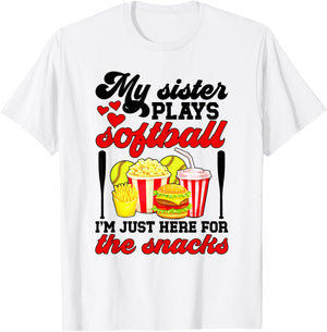 My Sister Plays Softball Sister Of A Softball Player Sister T-Shirt - T-Shirt | White