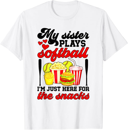 My Sister Plays Softball Sister Of A Softball Player Sister T-Shirt - T-Shirt | White