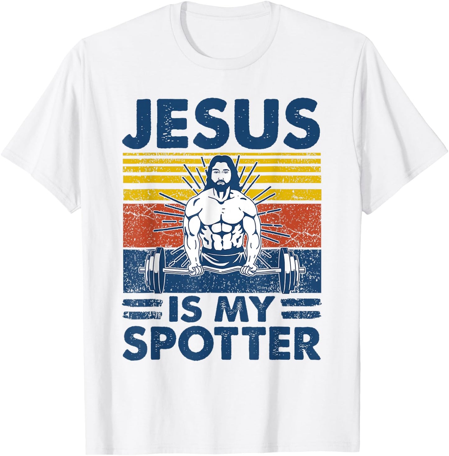 Jesus Is My Spotter Funny Christian Weightlifting Gym T-Shirt - T-Shirt | White