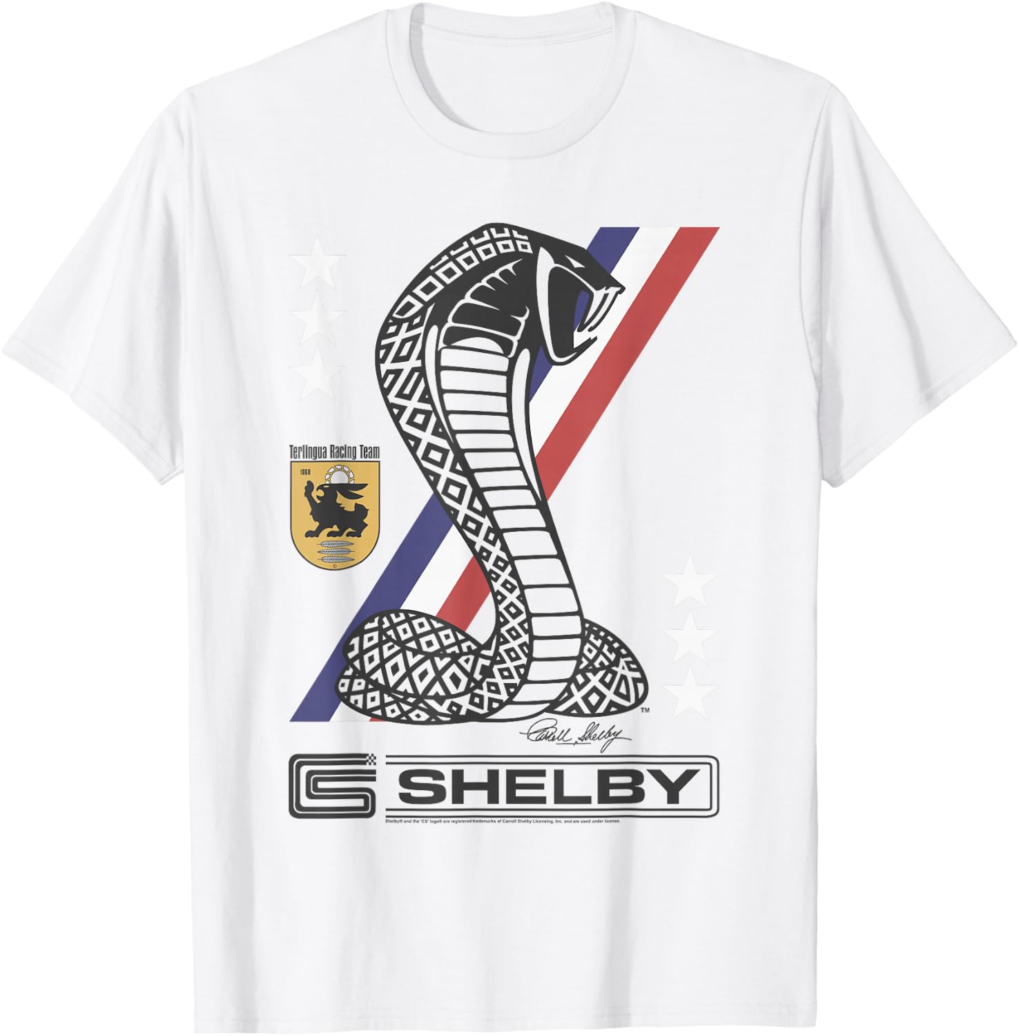Carroll Shelby Shelby Racing Stripe Snake T-Shirt - T-Shirt | White