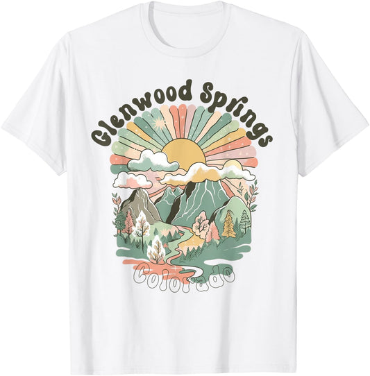 Vintage Glenwood Springs Colorado Mountains Hiking Sunset T-Shirt - T-Shirt | White