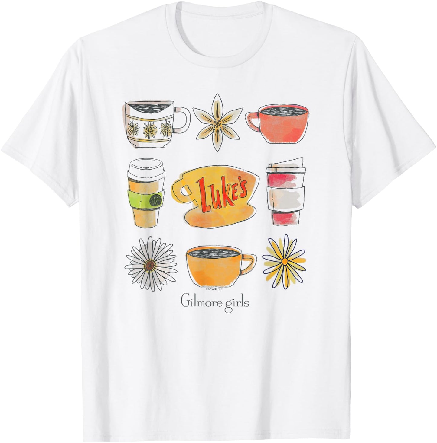 Gilmore Girls - Lukes Coffee Grid T-Shirt - T-Shirt | White