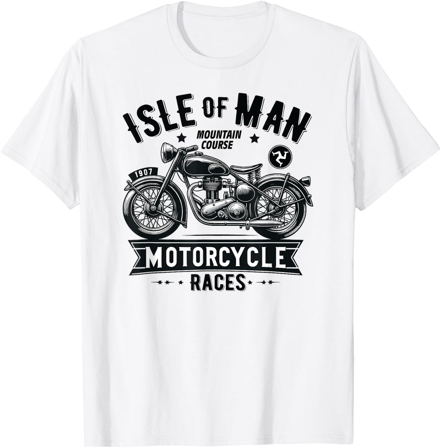 Isle of Man TT Races Vintage Motorcycle Retro Design T-Shirt - T-Shirt | White