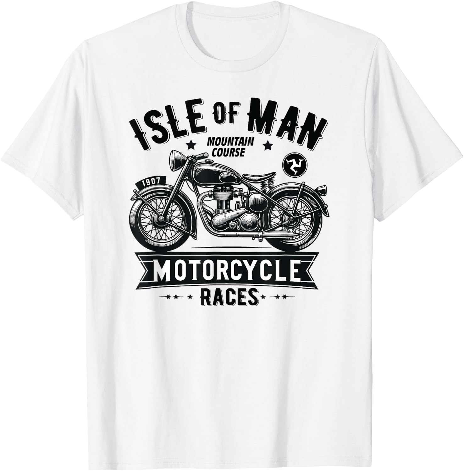 Isle of Man TT Races Vintage Motorcycle Retro Design T-Shirt - T-Shirt | White