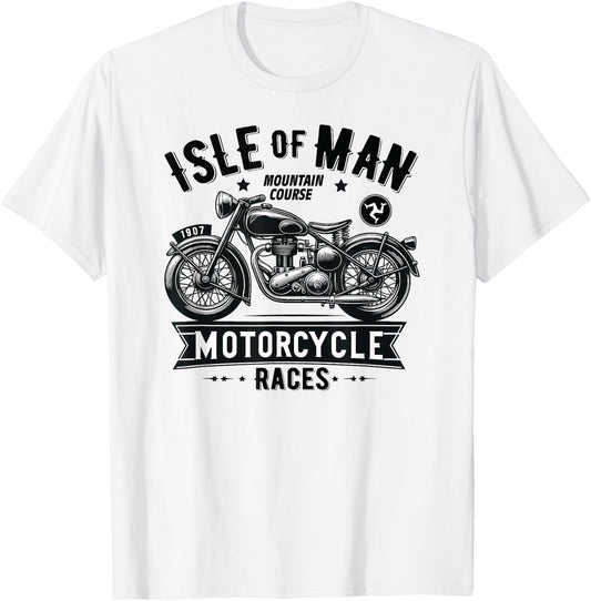 Isle of Man TT Races Vintage Motorcycle Retro Design T-Shirt - T-Shirt | White