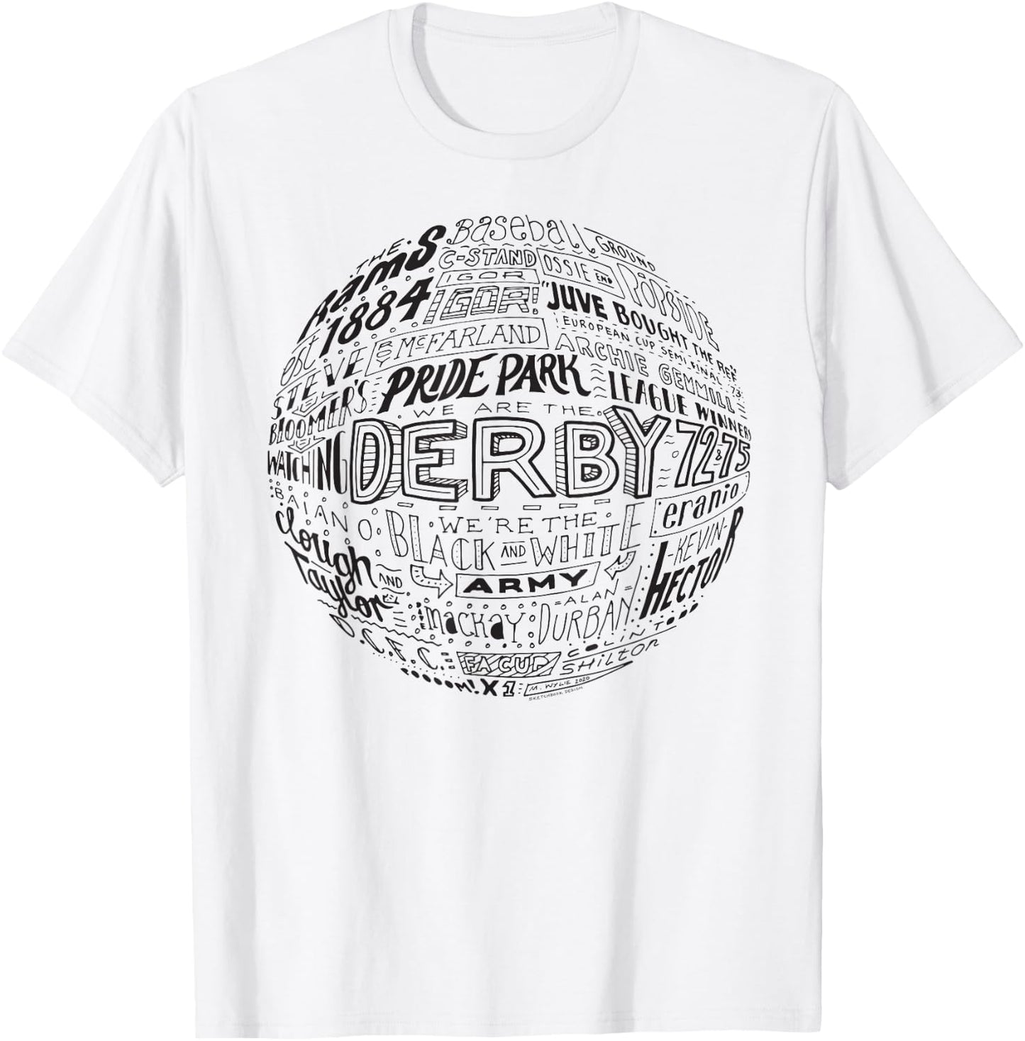 Derby County black typography football T-Shirt - T-Shirt | White