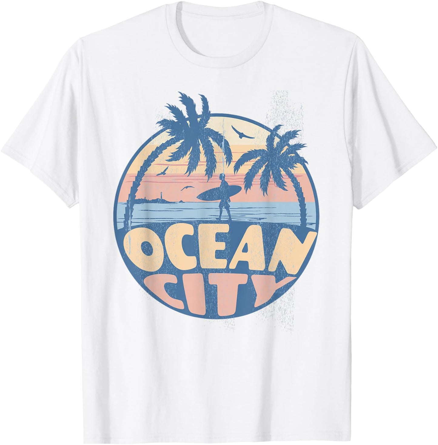 Ocean City Maryland Beach Surf Summer Vacation Vintage T-Shirt - T-Shirt | White