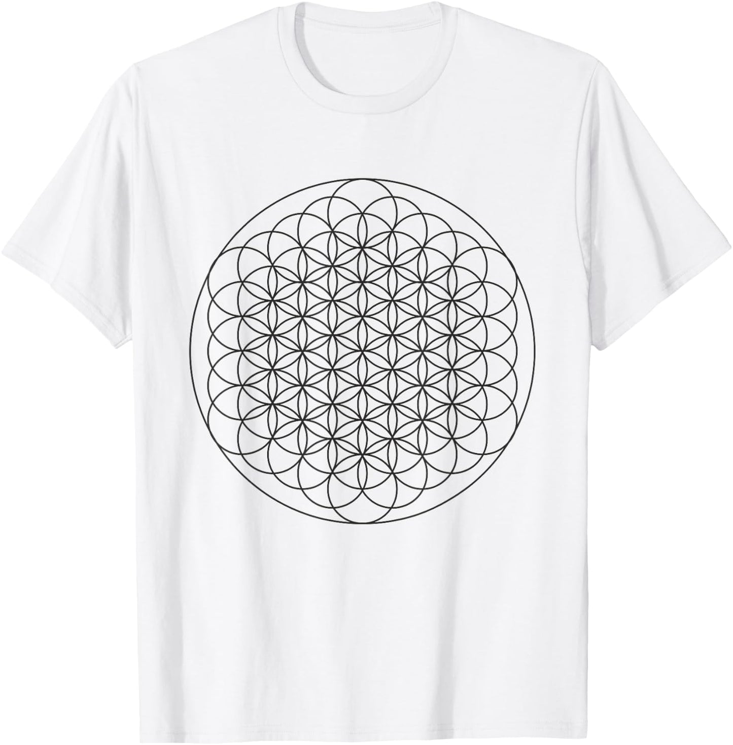 Flower of Life Sacred Mystical Geometry Platonic Solids T-Shirt - T-Shirt | White