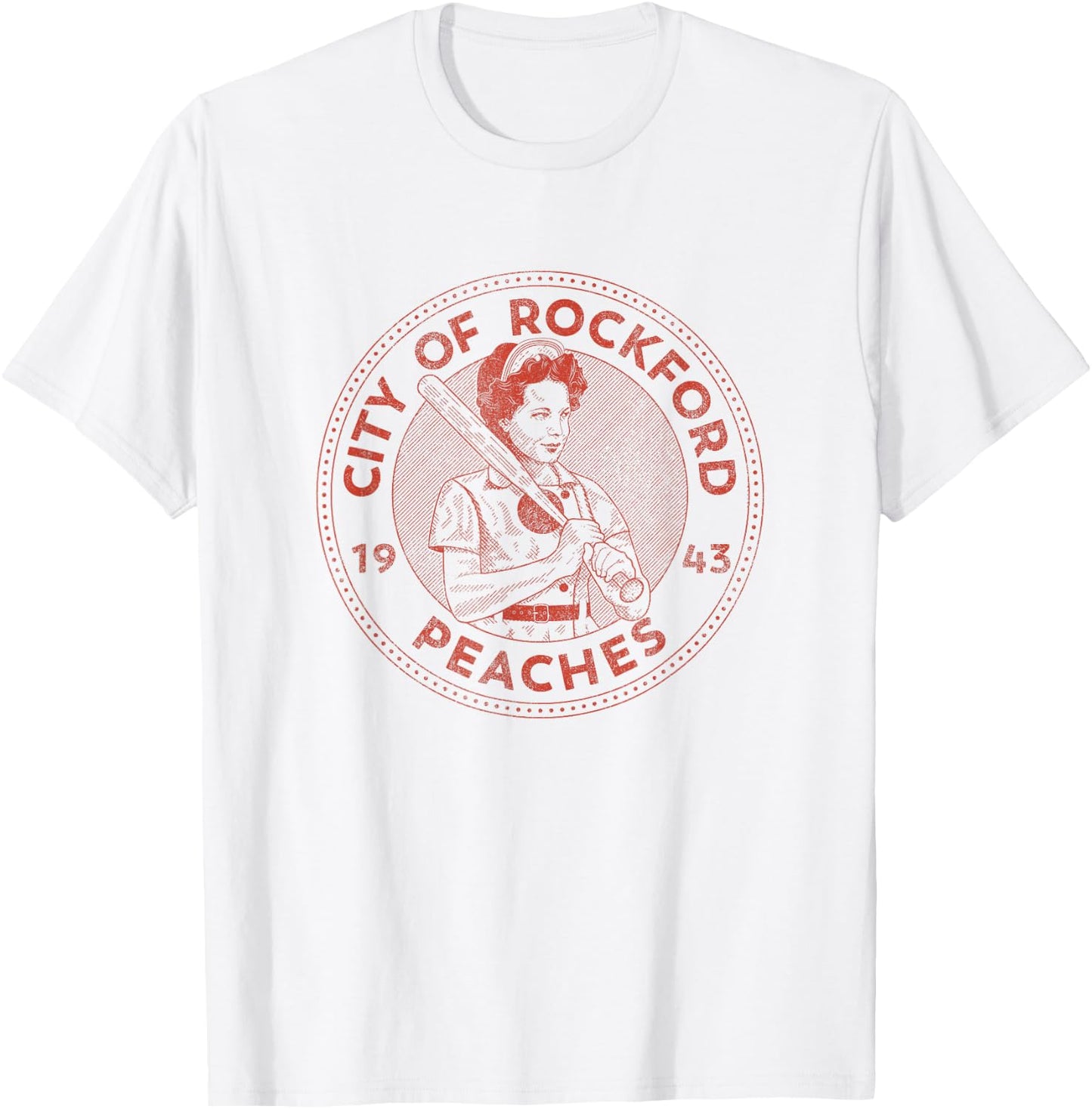 City of Rockford Peaches Baseball T-Shirt - T-Shirt | White