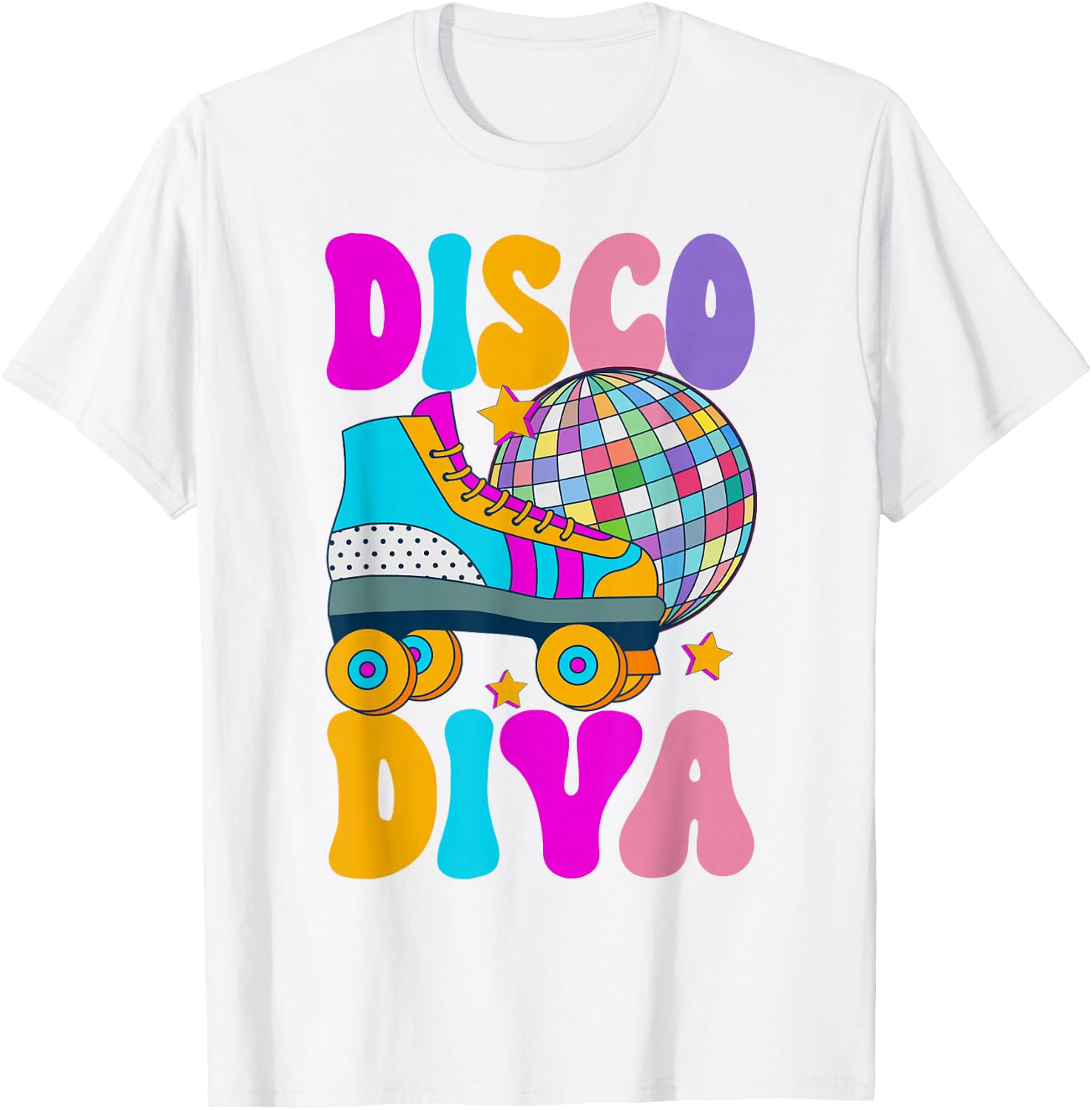 Roller Skating Disco Diva Skate Girl 70s Retro T-Shirt - T-Shirt | White
