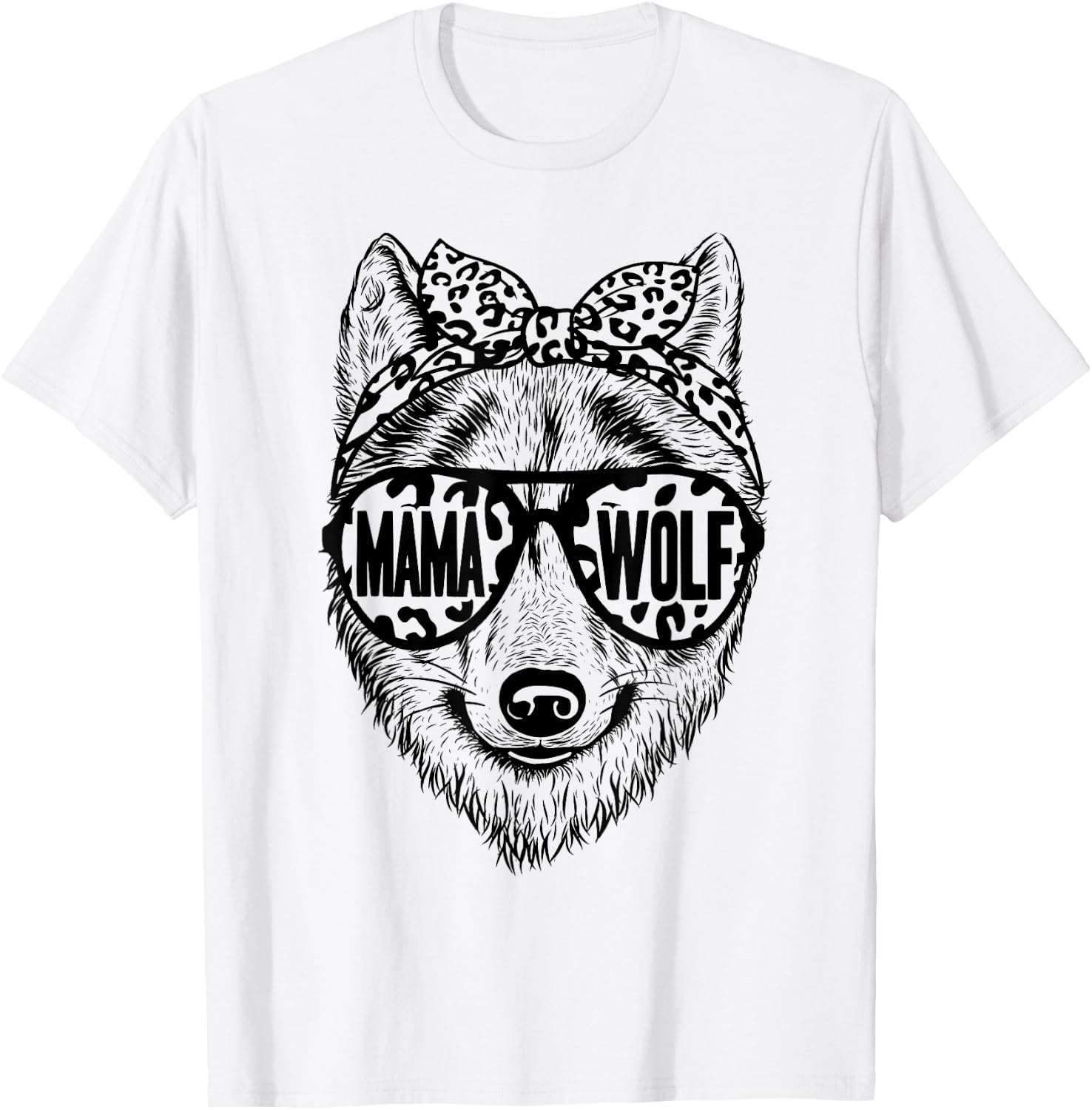 Wolf Face Sunglasses For Mom on Mother's Day Mama Wolf T-Shirt - T-Shirt | White
