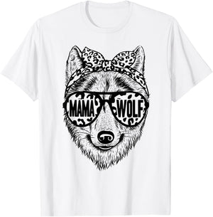 Wolf Face Sunglasses For Mom on Mother's Day Mama Wolf T-Shirt - T-Shirt | White