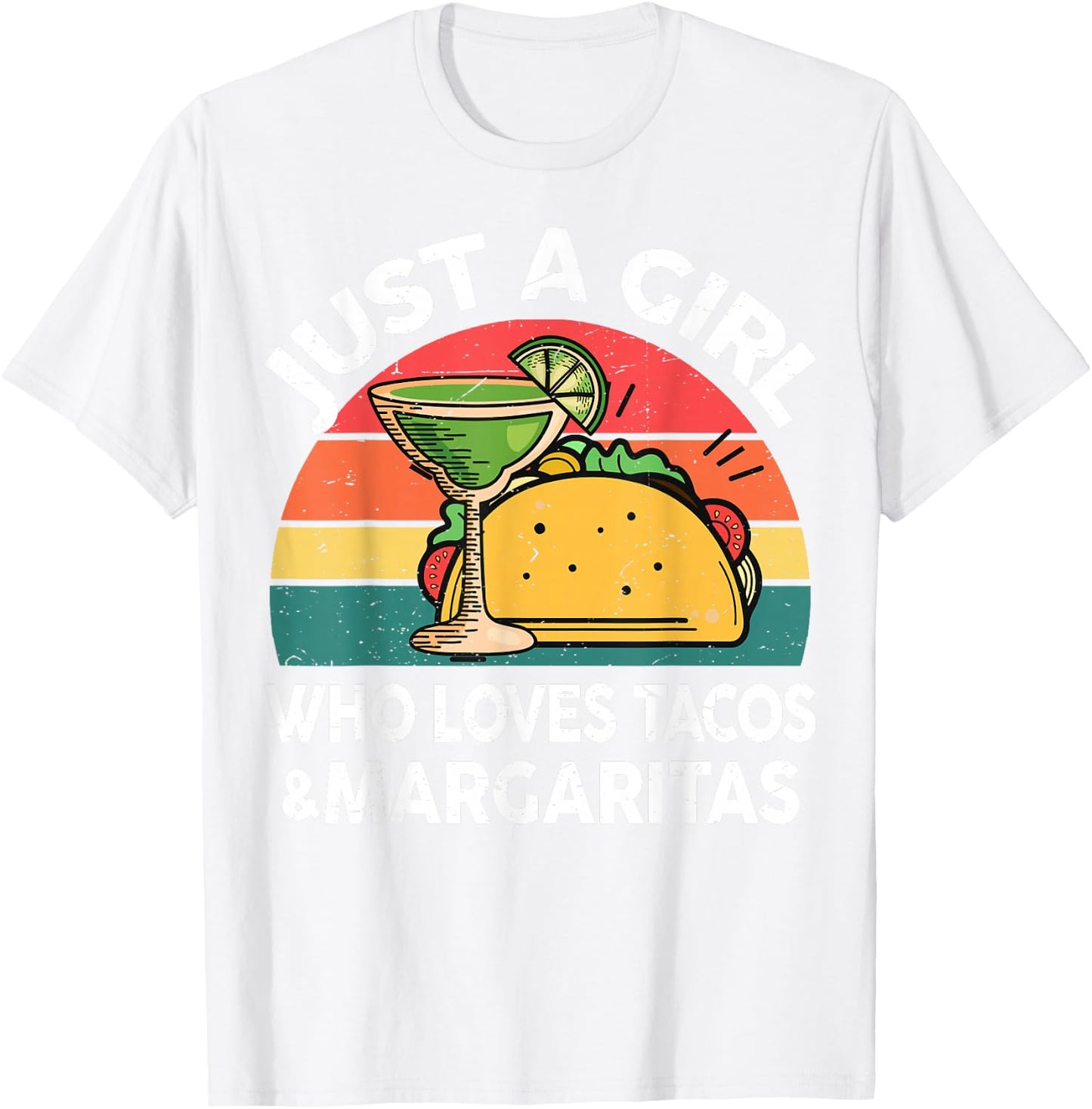 Girl Love Tacos Margarita Shirt Cinco De Mayo Mexican Women T-Shirt - T-Shirt | White