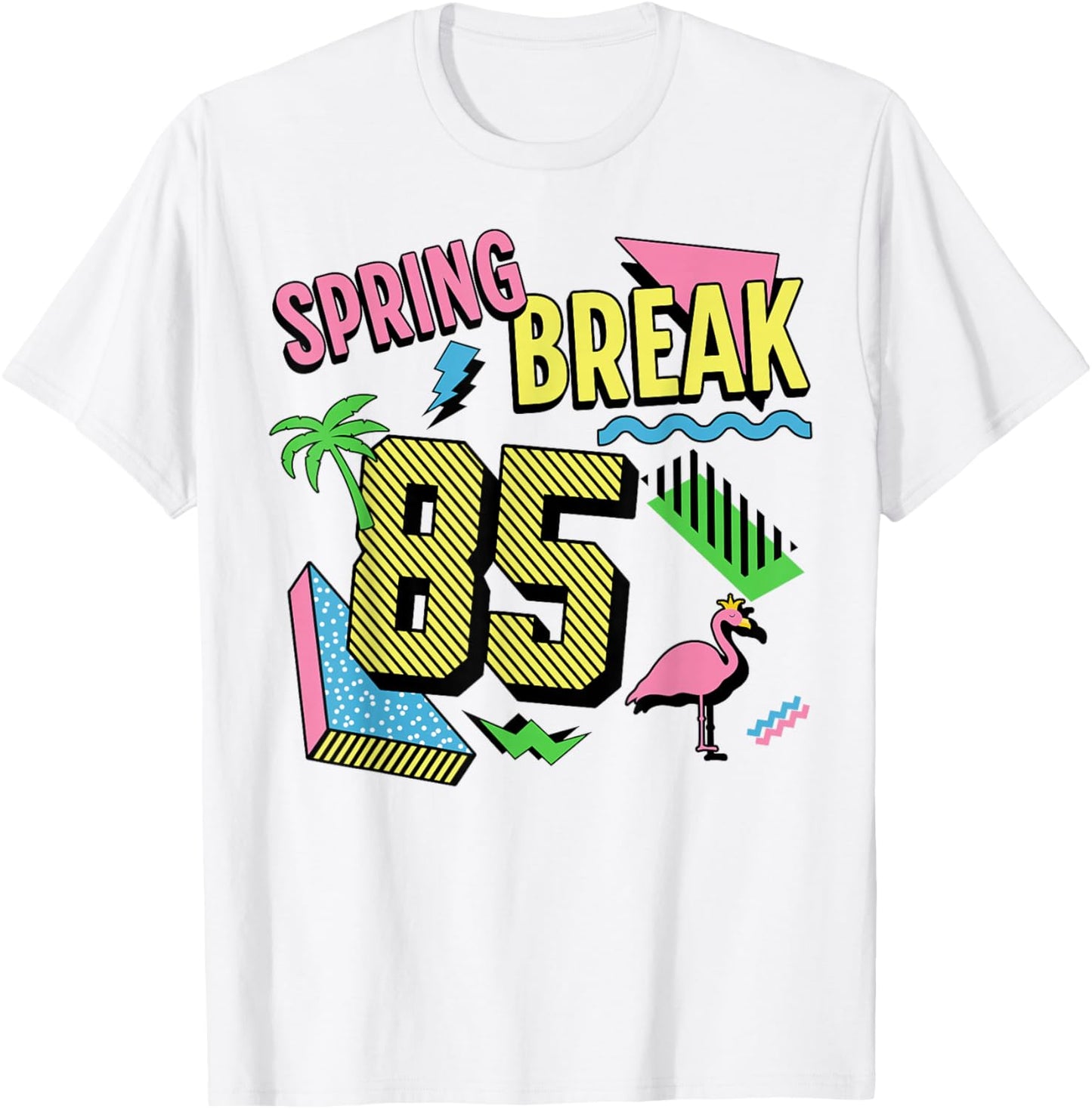 Spring Break Logo Retro Shape Graphic 1985 Throwback Design T-Shirt - T-Shirt | White