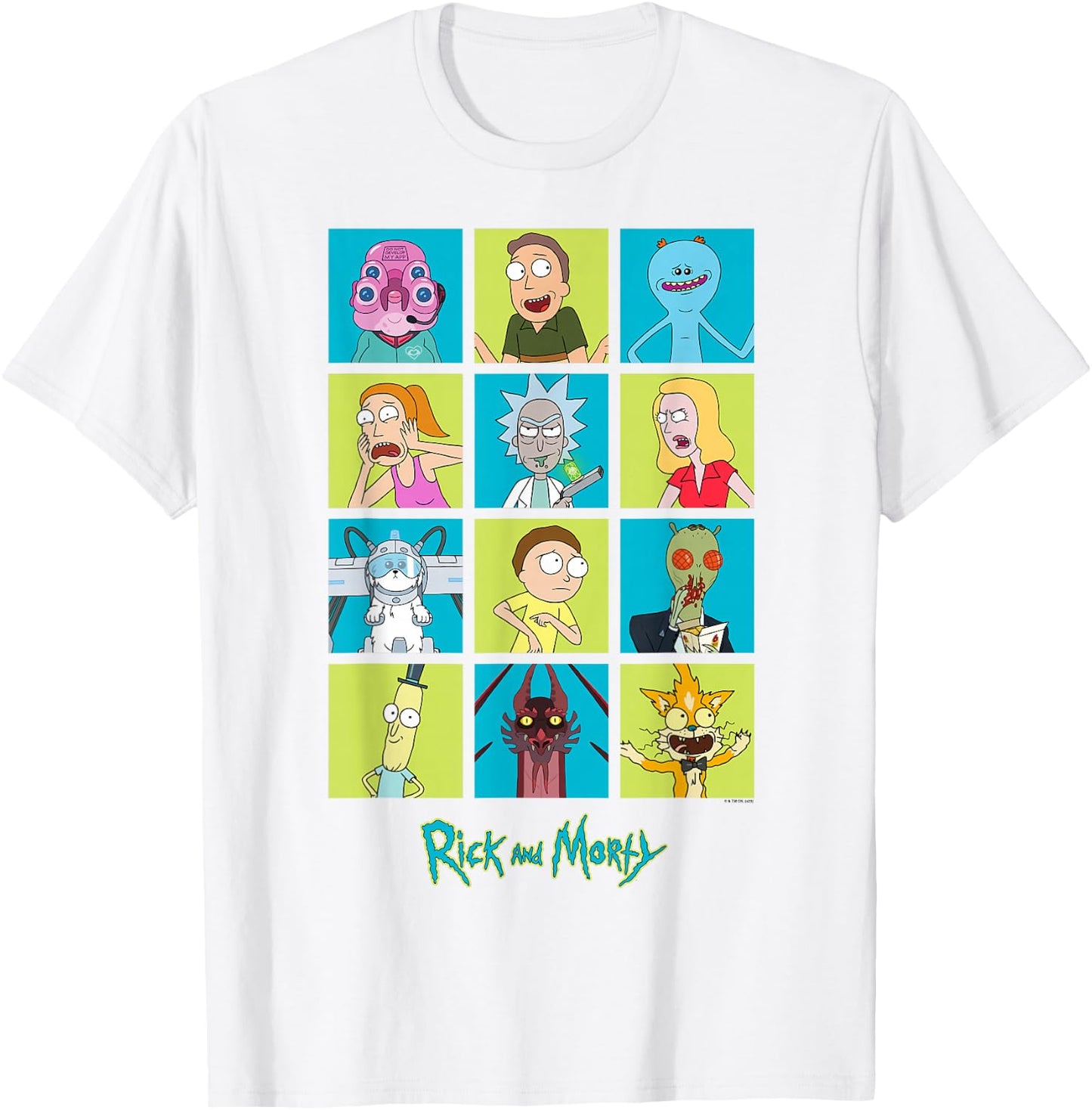 Rick and Morty Characters Adult Cartoon Fashion T-Shirt - T-Shirt | White