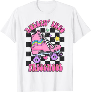 Kids Back To School Skating Rollin Into Preschool T-Shirt - T-Shirt | White