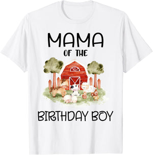 Mama of The Birthday For Boy Barnyard Farm Animals Party T-Shirt - T-Shirt | White