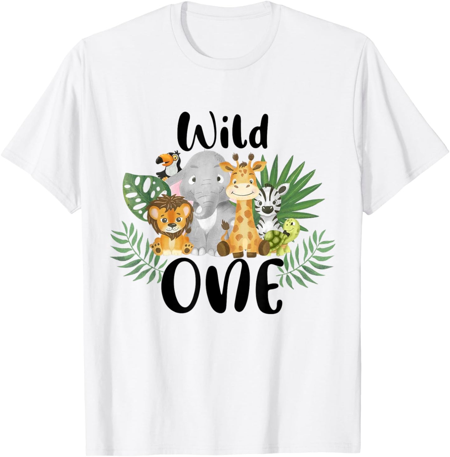 Kids Wild One 1st Birthday Boy Funny Zoo Animals Son Toddler T-Shirt - T-Shirt | White