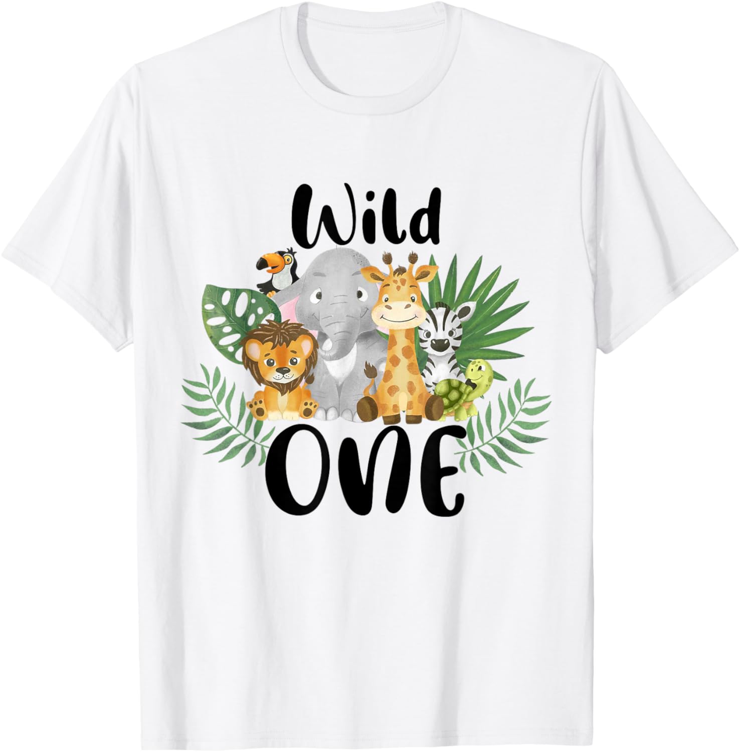 Kids Wild One 1st Birthday Boy Funny Zoo Animals Son Toddler T-Shirt - T-Shirt | White