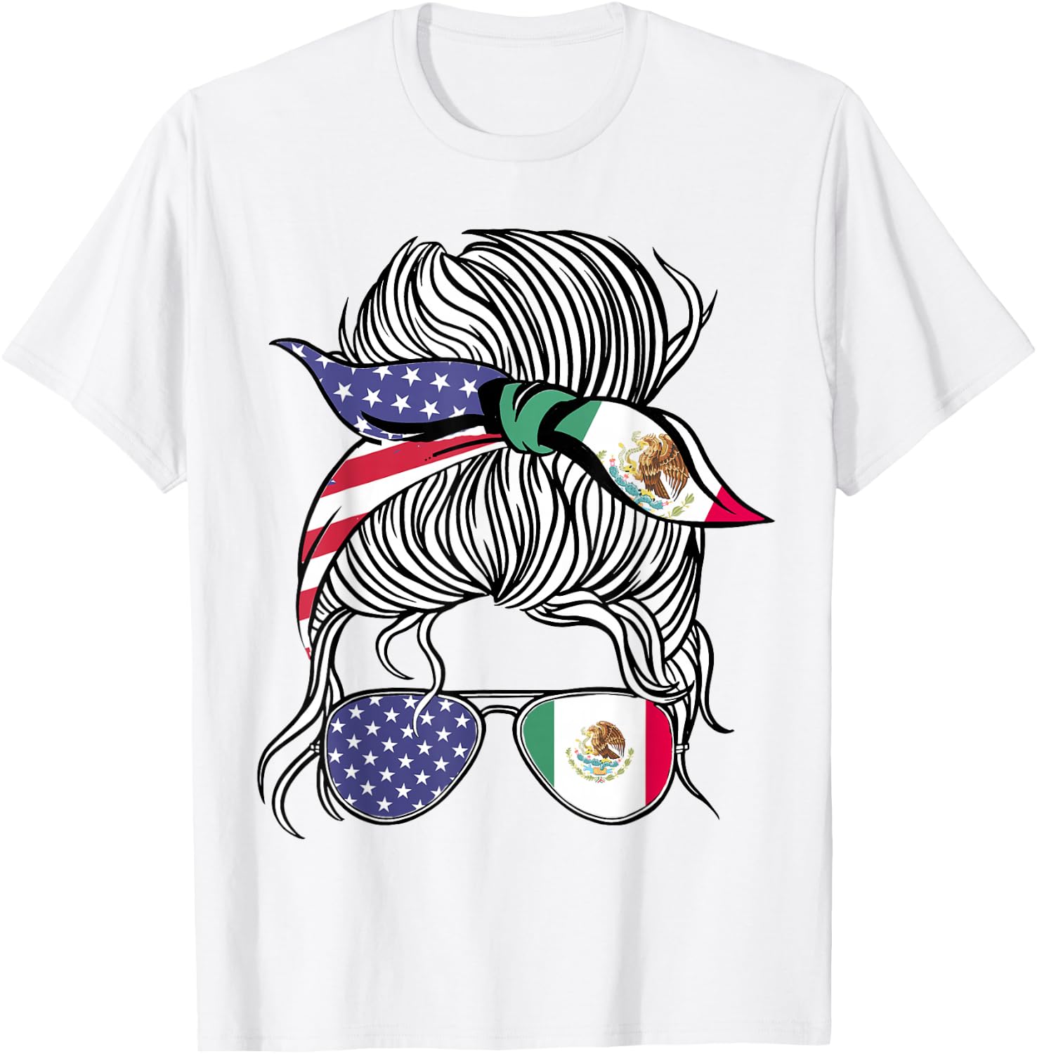 Mexican American Patriot Grown Proud Women Girl Flag T-Shirt - T-Shirt | White
