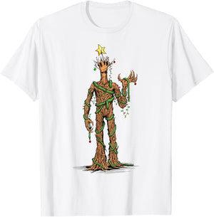 Marvel Guardians of the Galaxy Christmas Tree Groot Portrait T-Shirt - T-Shirt | White