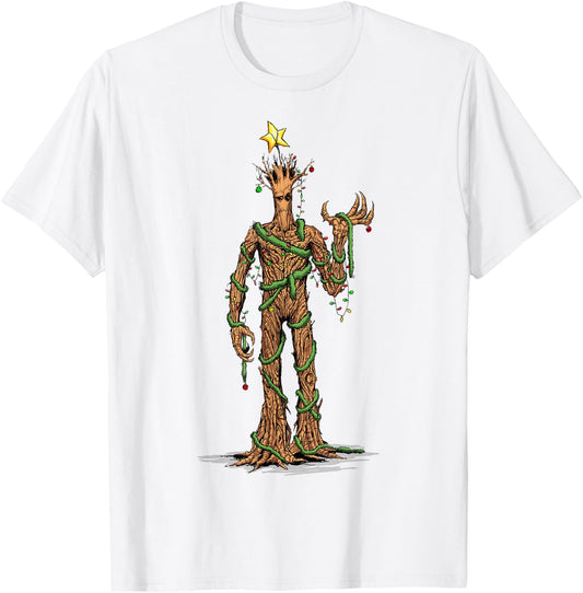 Marvel Guardians of the Galaxy Christmas Tree Groot Portrait T-Shirt - T-Shirt | White